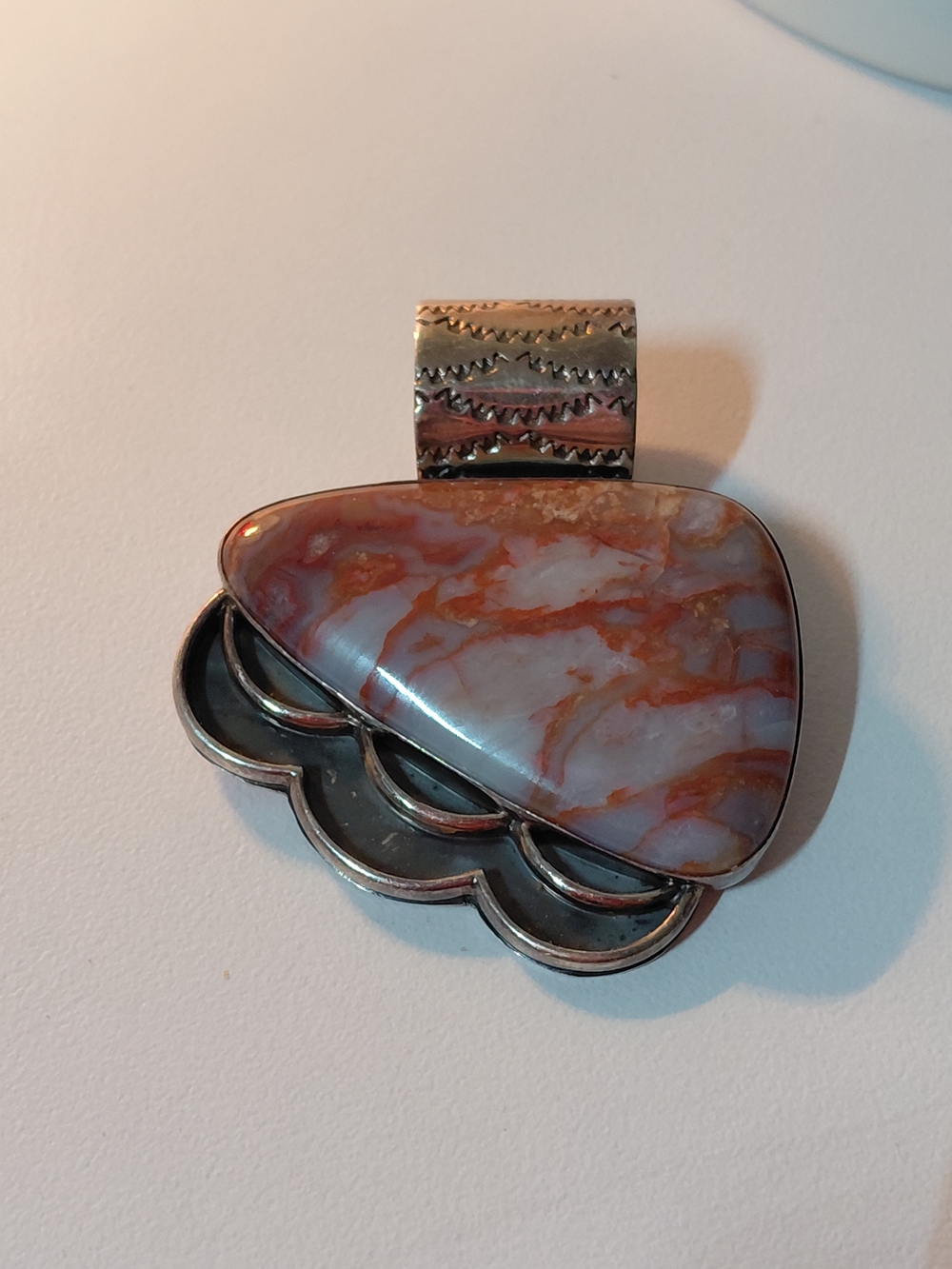 mark. Orange and Cream Jasper Pendant Necklace